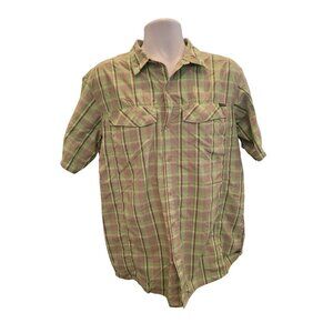 Columbia Green Plaid Button‑Down Shirt  Mens Large Outdoor Casual